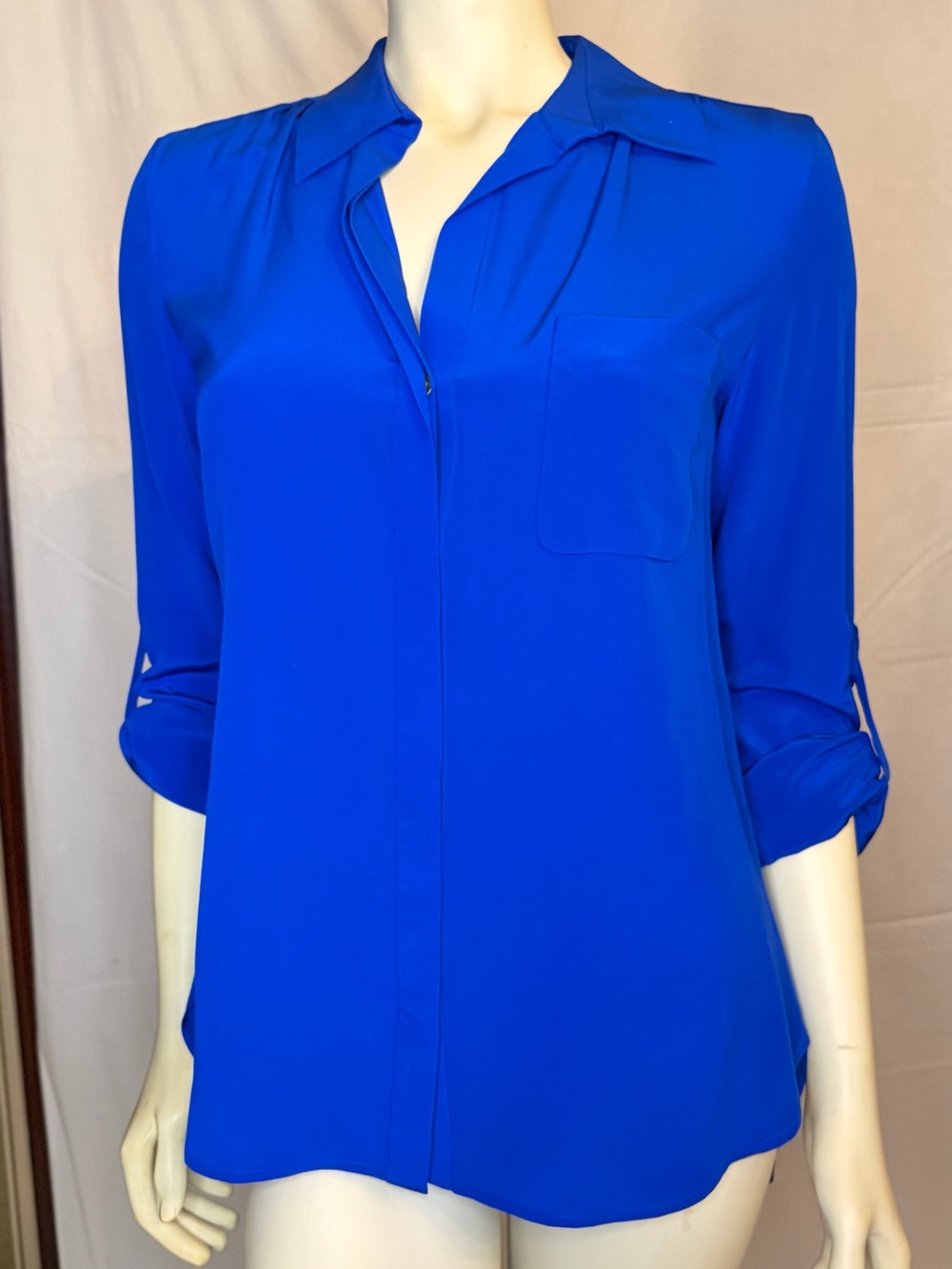 Diane Von Furstenberg Cobalt Blue Button-Down Blouse